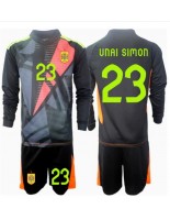 Spania Unai Simon #23 Keeper Bortedraktsett Barn EM 2024 Lange ermer (+ bukser)